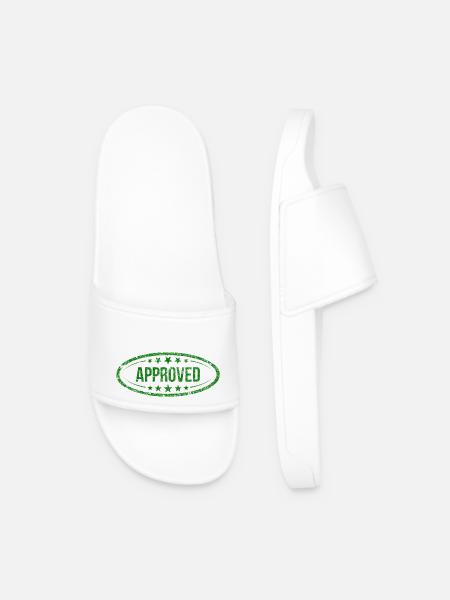 Approved Approved Tested Recognized Stamp - Men’s Pool Sliders - white