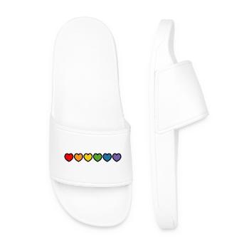 coeurs arc-en-ciel contour noir LGBT lgbtqi queer - Claquettes Homme - blanc - Devant