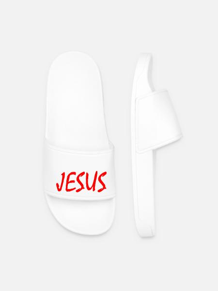 Jesus - Men’s Pool Sliders - white