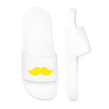 Yellow mustache man november bike - Men’s Pool Sliders - white - Front