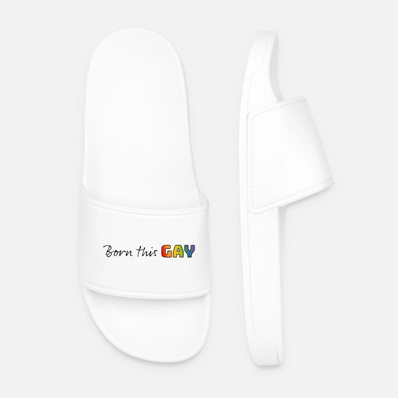 Rainbow born this gay - Men’s Pool Sliders - white