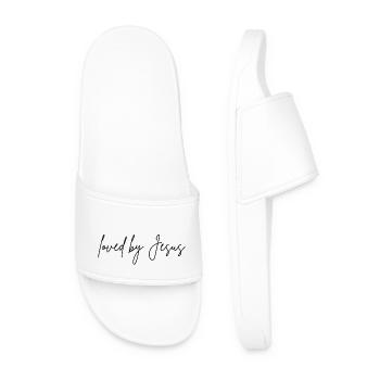loved by Jesus - Men’s Pool Sliders - white - Front
