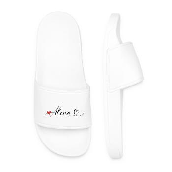Alena Nom Prénom Calligraphie coeur - Claquettes Homme - blanc - Devant