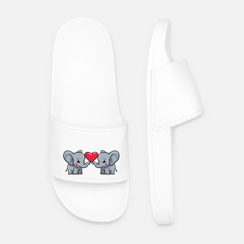 Elephant Couple Valentine's Day - Men’s Pool Sliders - white
