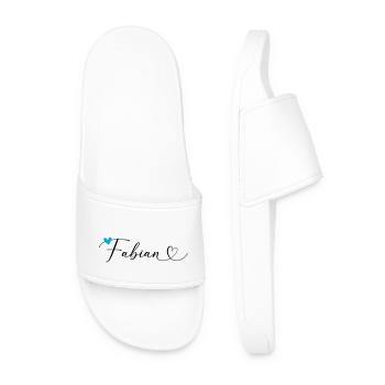 Fabian Surname First name Calligraphy Heart - Men’s Pool Sliders - white - Front