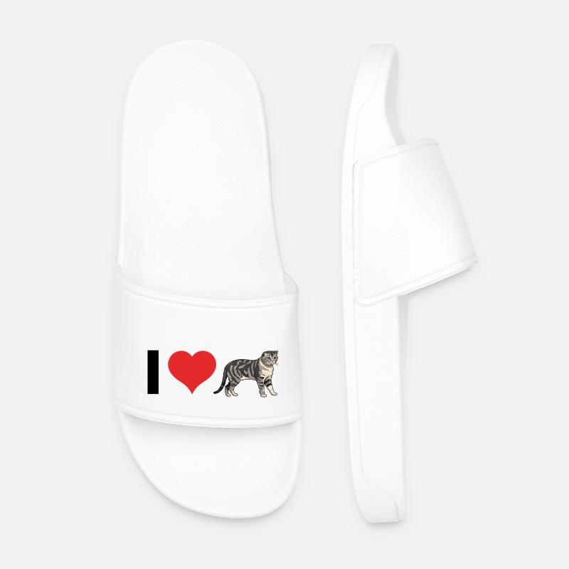 I love Scottish Fold - Cute Cat Sticker - Männer Badelatschen - Weiß
