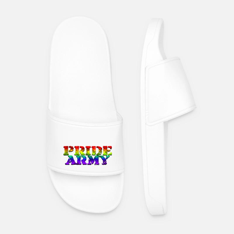 Pride Army - Men’s Pool Sliders - white