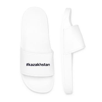 Kazakhstan Kasachstan Hashtag - Men’s Pool Sliders - white - Front