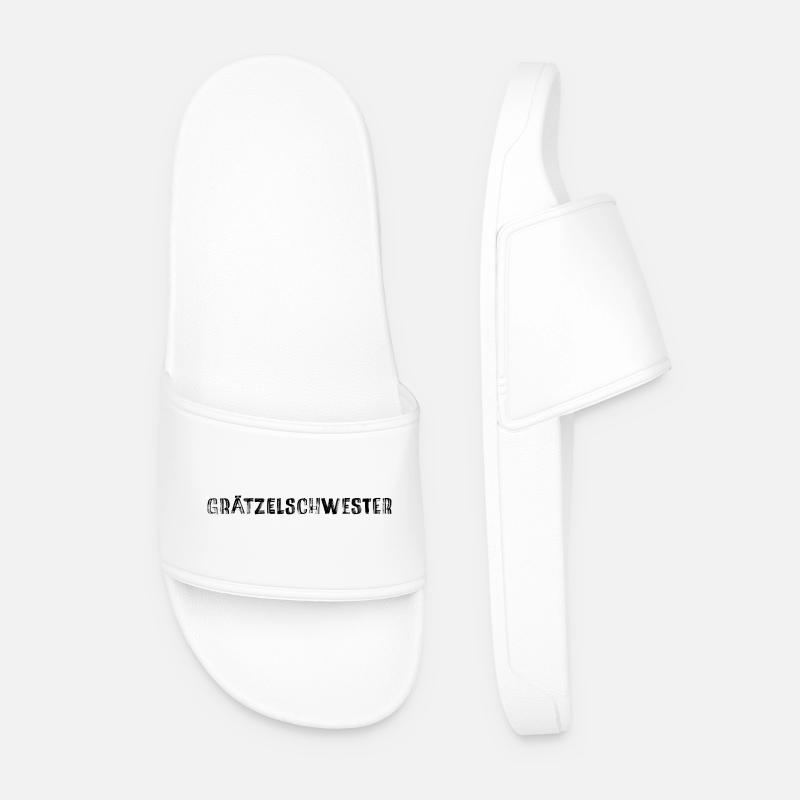 Grätzelschwester – Viennese dialect cult saying - Men’s Pool Sliders - white