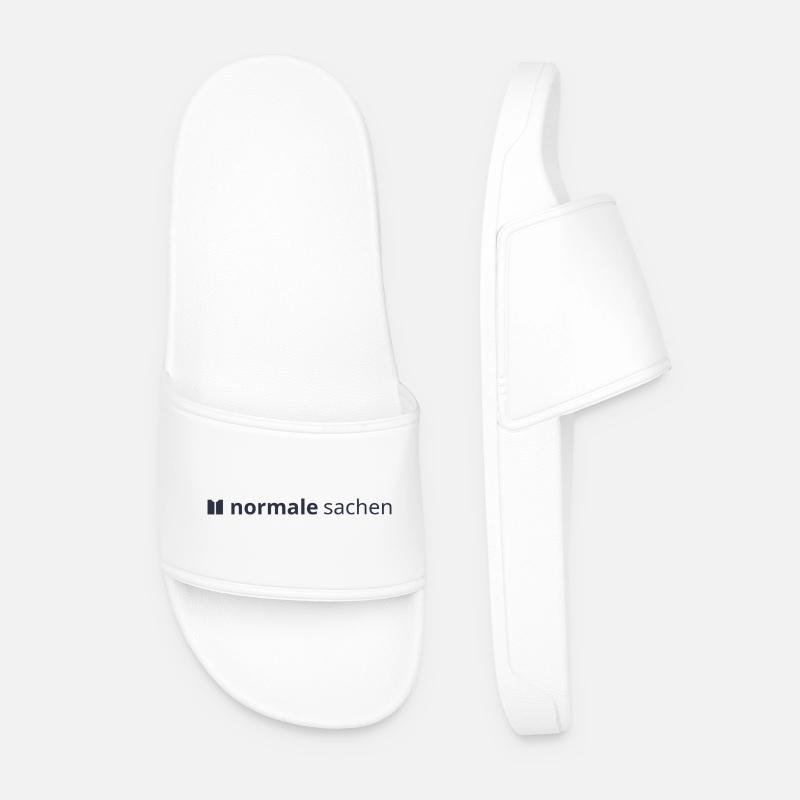 Normal Stuff Logo Blue - Men’s Pool Sliders - white