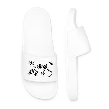 Gecko Skelett Design | Reptil Shirt Geschenkidee - Männer Badelatschen - Weiß - Vorne