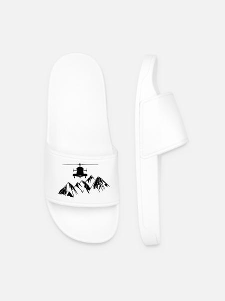 Helicopter with mountains - Men’s Pool Sliders - white
