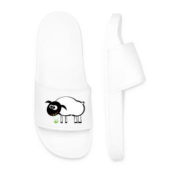 Cartoon Sheep with Grass Eater - Men’s Pool Sliders - white - Front