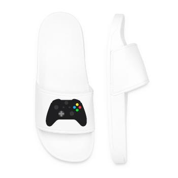 Dark Gamepad Neon Buttons - Men’s Pool Sliders - white - Front