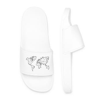 World Map – Hand Drawn Travel Sketch - Men’s Pool Sliders - white - Front