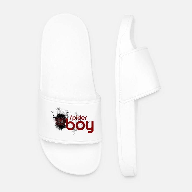 Arachnid Hero: Crimson Web Emblem - Men’s Pool Sliders - white