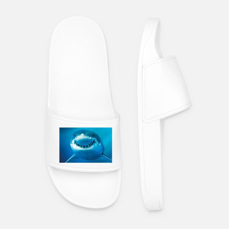 Smiling Shark Underwater - Men’s Pool Sliders - white