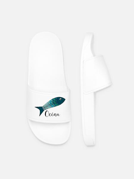 OCEAN. SEA. ECOLOGY. SARDINE. FISH. - Men’s Pool Sliders - white