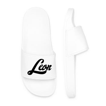 Leon Name Futuristic Galaxy Dream Mood - Men’s Pool Sliders - white - Front