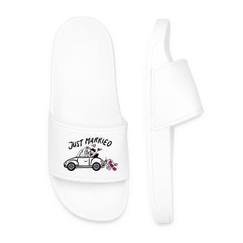 Wedding car in love with hearts - Men’s Pool Sliders - white - Front
