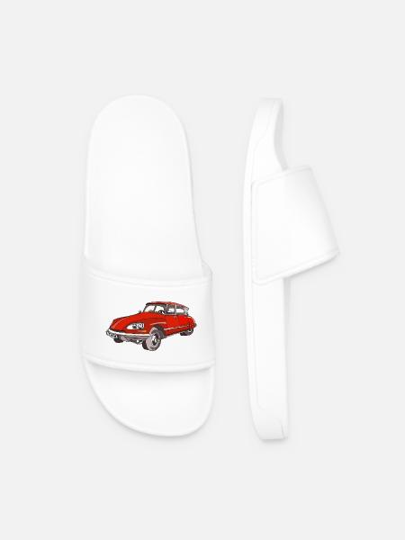 Roter Oldtimer Coupé Illustration - Männer Badelatschen - Weiß