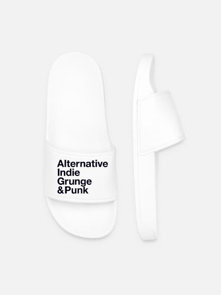 Music Style Alternative Indie Grunge Punk - Men’s Pool Sliders - white