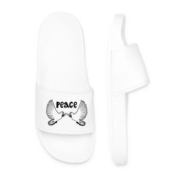 Deux colombes blanches de la paix colorées anglais PEACE - Claquettes Homme - blanc - Devant
