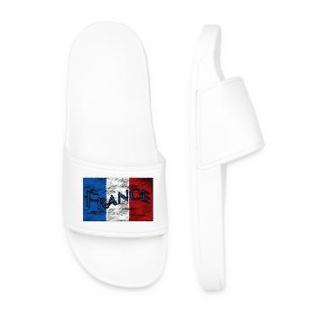 FRANCE Logo dirty flocked - Men’s Pool Sliders - white - Front