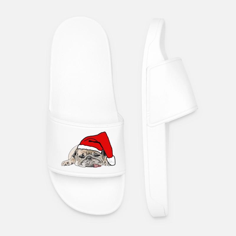 Mops Weihnachten - Männer Badelatschen - Weiß