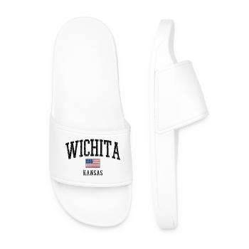 Wichita Kansas Vintage Flag Design - Men’s Pool Sliders - white - Front