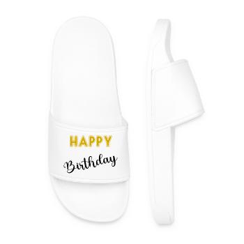 ALLES GUTE ZUM GEBURTSTAG, ALLES GUTE ZUM GEBURTSTAG, GEBURTSTAG, GEBURTSTAG - Männer Badelatschen - Weiß - Vorne