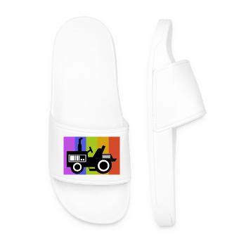Motor Vehicle Organic Farmer Country Life Farmer Tractor - Men’s Pool Sliders - white - Front