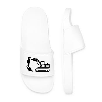 Excavator Contours: Silhouette of a Construction Equipment Operator - Men’s Pool Sliders - white - Front