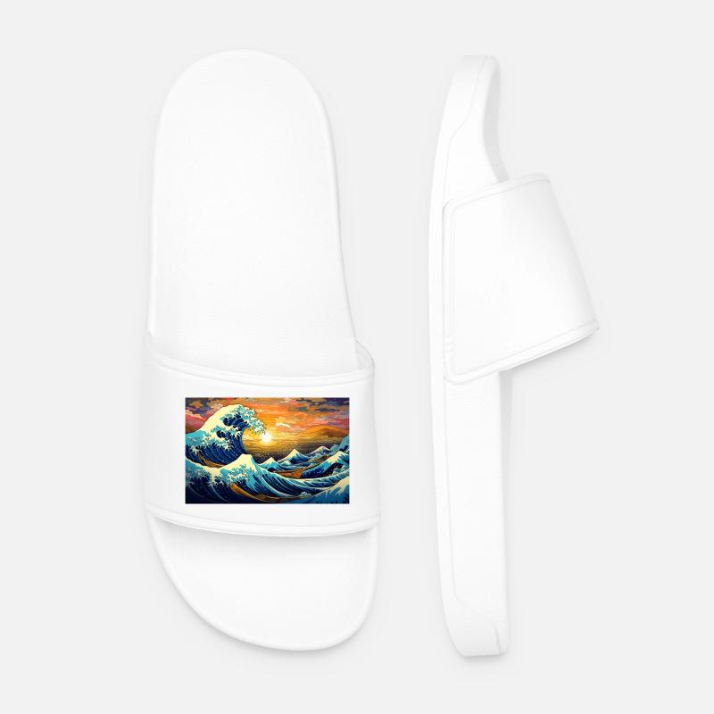the great wave off of kanegawa - Männer Badelatschen - Weiß