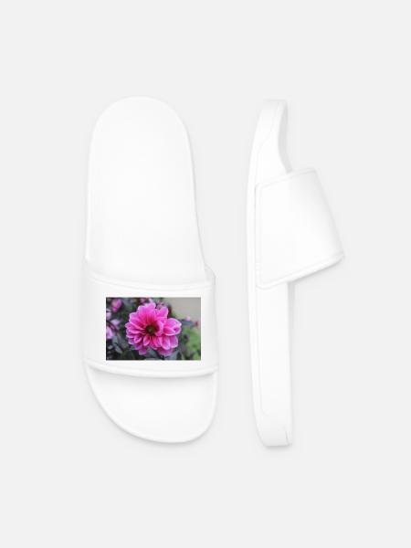 Dahlie pink rosa Blüte ,Blume - Männer Badelatschen - Weiß