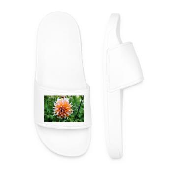 Dahlia Orange White Blossom ,Flower - Men’s Pool Sliders - white - Front