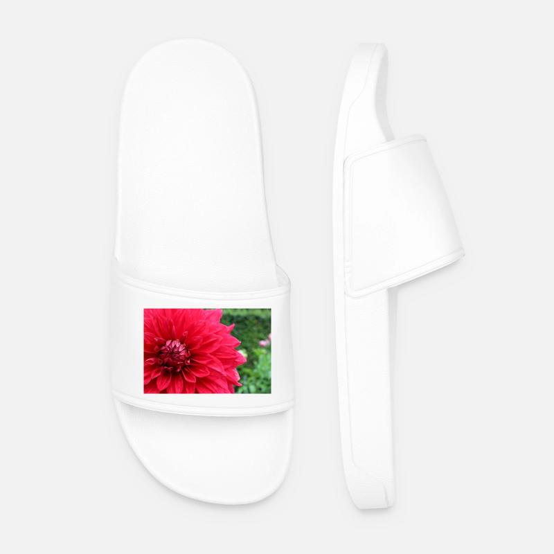 Dahlie rot Blüte ,Blume - Männer Badelatschen - Weiß