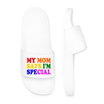 my mom says im special - Männer Badelatschen - Weiß - Vorne