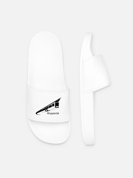 Wuppertal suspension railway font black/white - Men’s Pool Sliders - white