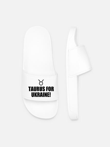 taurus for ukraine - Men’s Pool Sliders - white