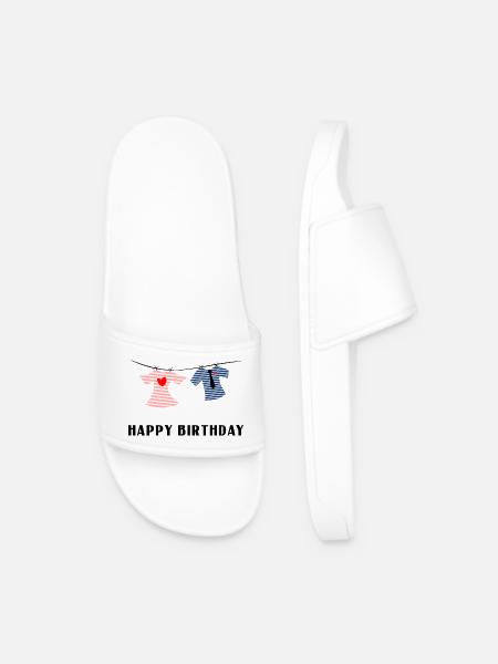 Happy birthday - Men’s Pool Sliders - white
