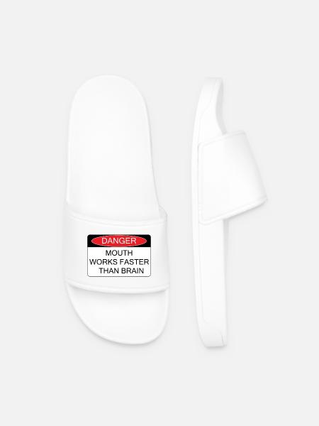 Mouth works faster - Men’s Pool Sliders - white