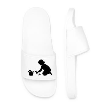 Charming silhouette motif girl collecting mushrooms - Men’s Pool Sliders - white - Front