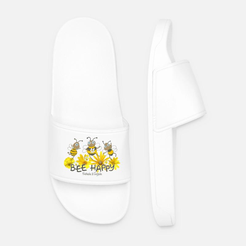 Bee Happy - Men’s Pool Sliders - white