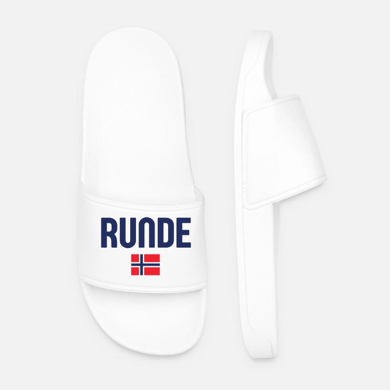 Runde Norwegen Flagge - Männer Badelatschen - Weiß