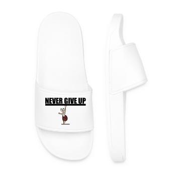 Never give up. Motivation - Men’s Pool Sliders - white - Front