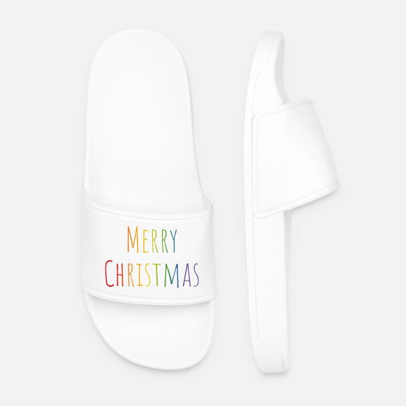Merry Christmas regenbogen - Männer Badelatschen - Weiß