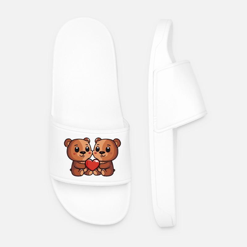 Bear Couple Valentine's Day - Men’s Pool Sliders - white