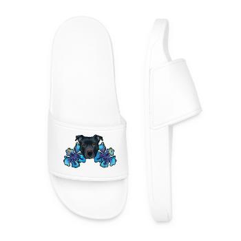 Staffordshire Terrier avec fleurs d’hibiscus - Claquettes Homme - blanc - Devant