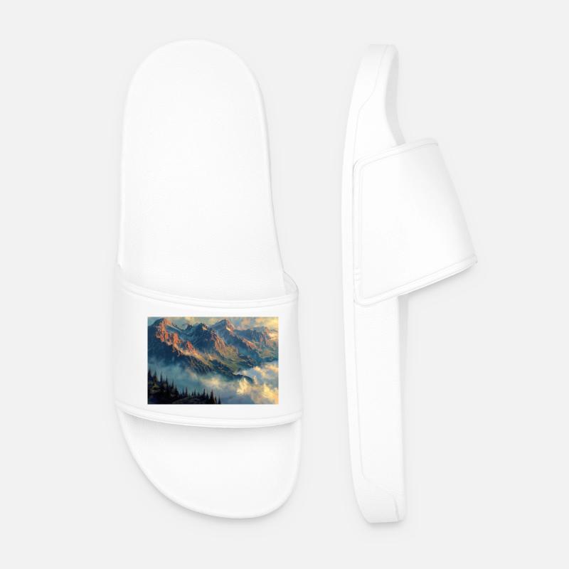 Berglandschaft Illustration Poster - Männer Badelatschen - Weiß